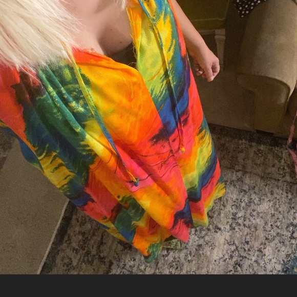 1960s Rainbow Colored Maxi Dress - Picture 4 of 6